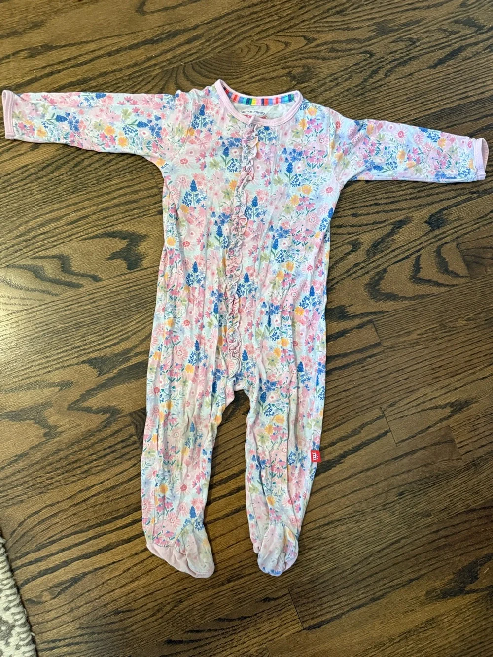 Magnetic Me Pink Floral Modal Magnetic Footie 6-9M